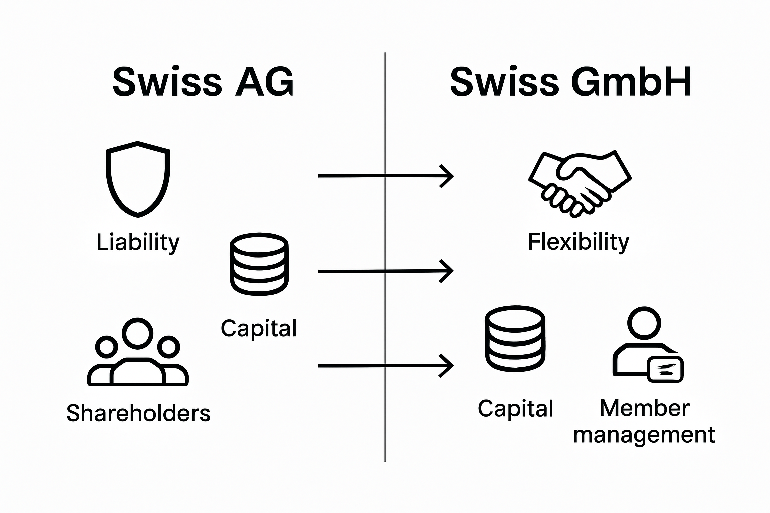 Infographic comparing Swiss AG and GmbH