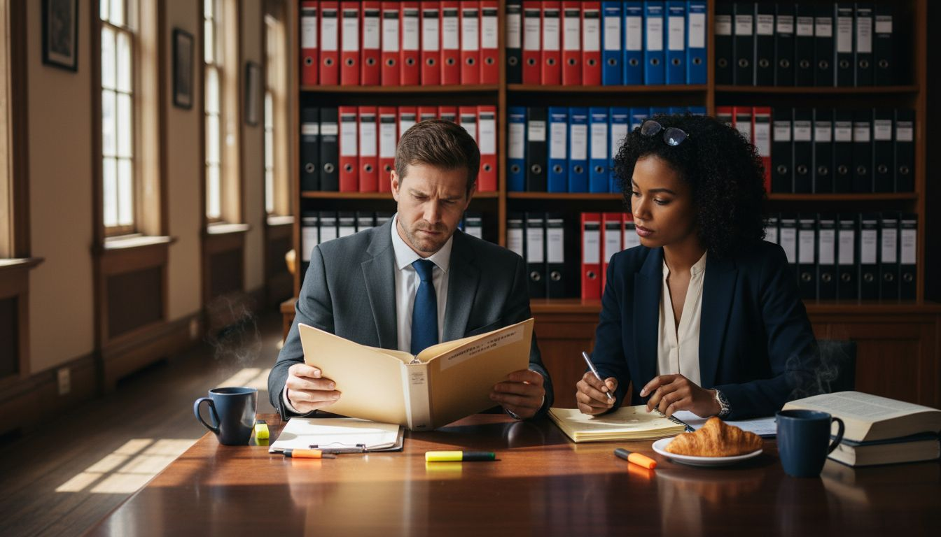 Swiss legal team reviewing compliance documents