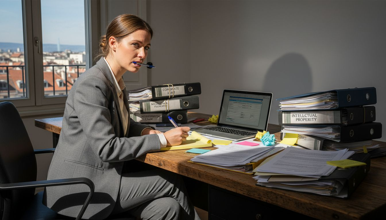 Paralegal preparing Swiss legal documents