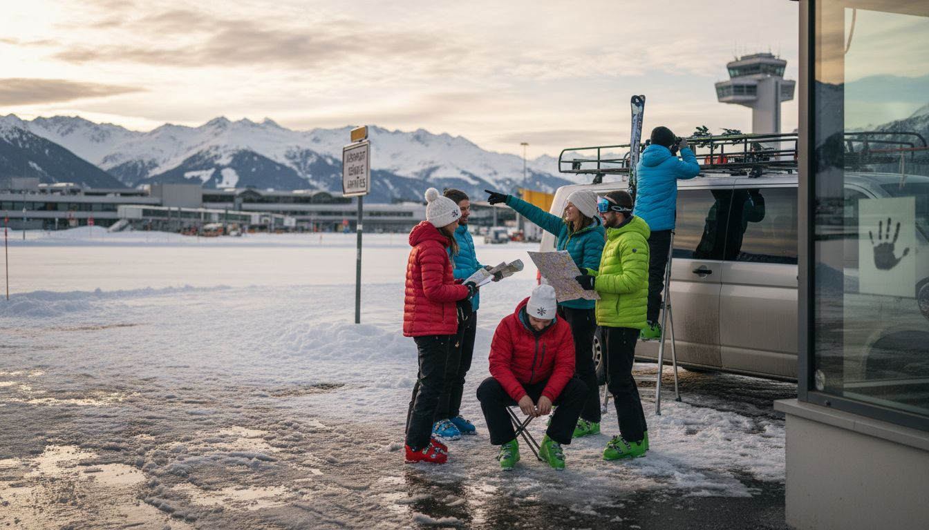 Skiers preparing for Geneva to Flaine transfer