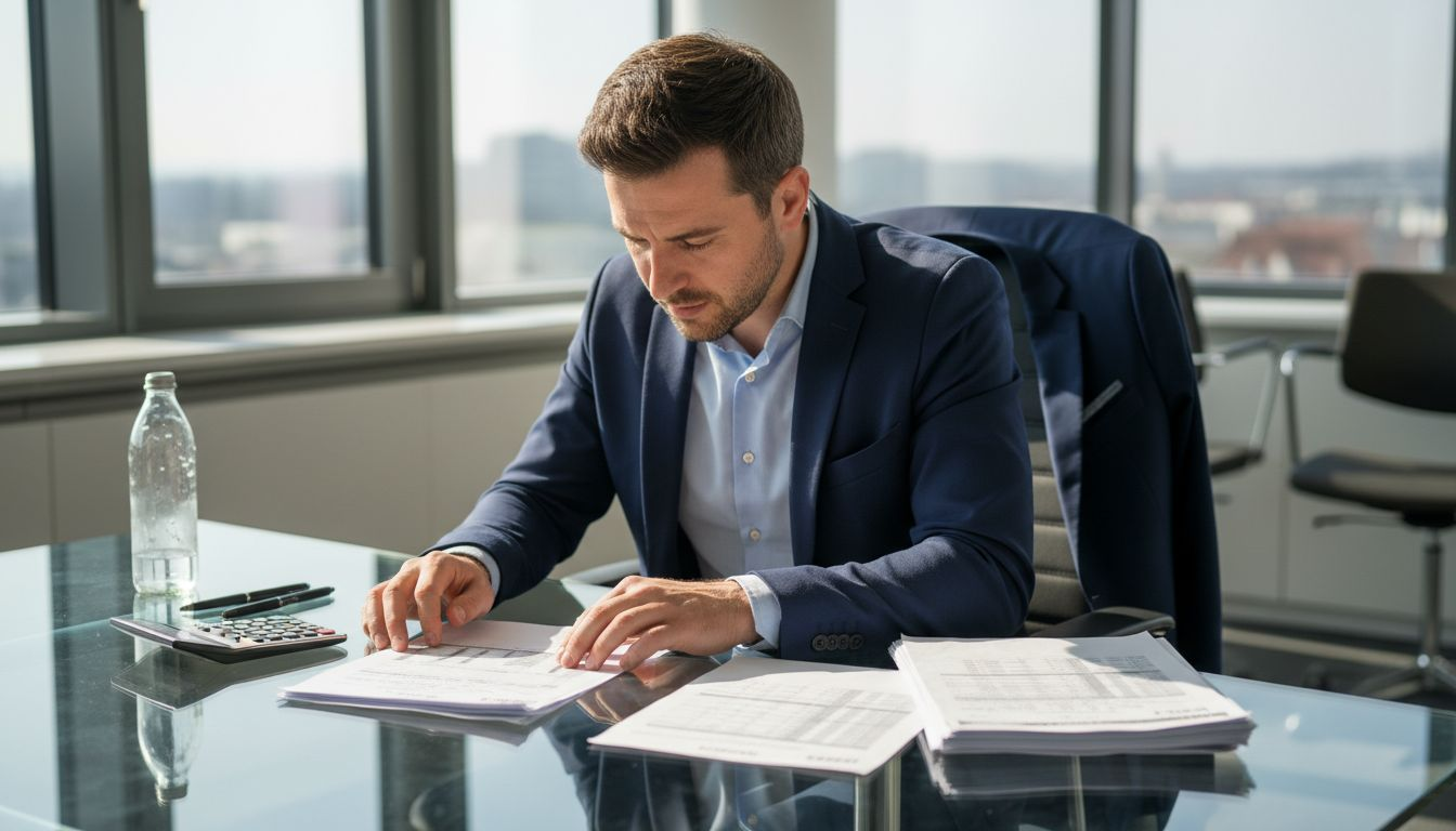 Accountant reviewing Swiss startup tax tables