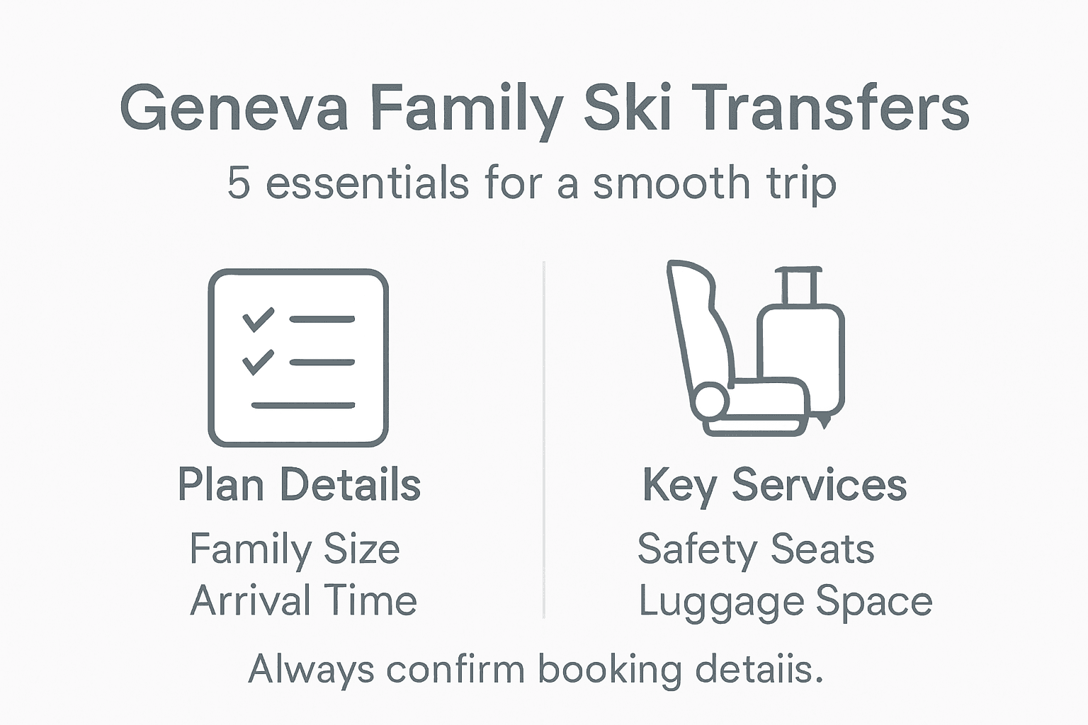 Infographic outlining family ski transfer essentials