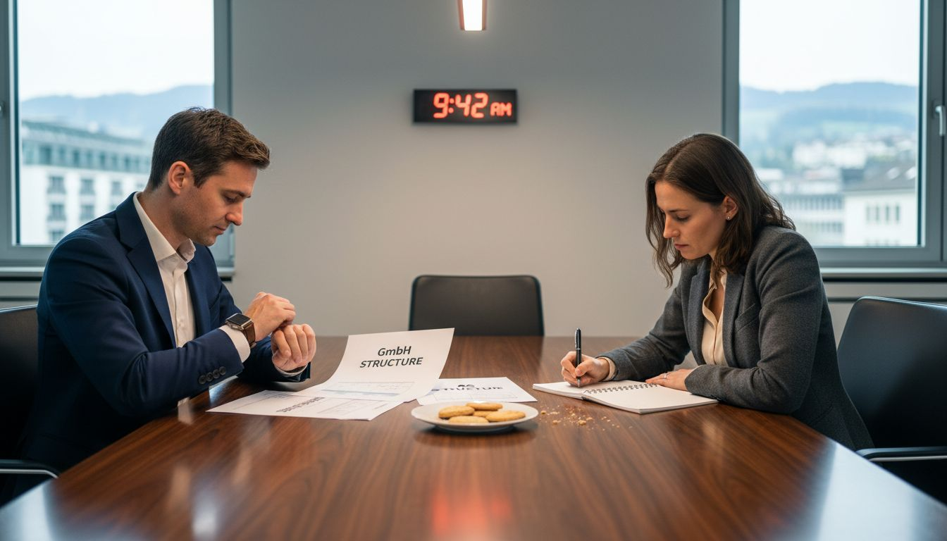 Business team comparing company types