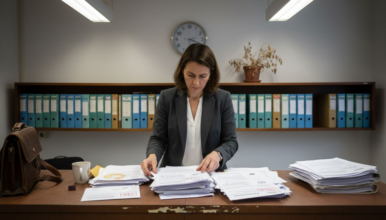 Consultant sorting Swiss company registration papers