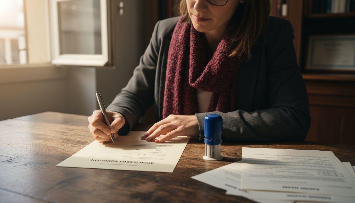 Writing Swiss articles of association at desk