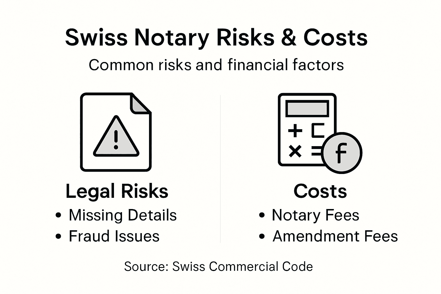 Infographic on notarial risks and fees in Switzerland