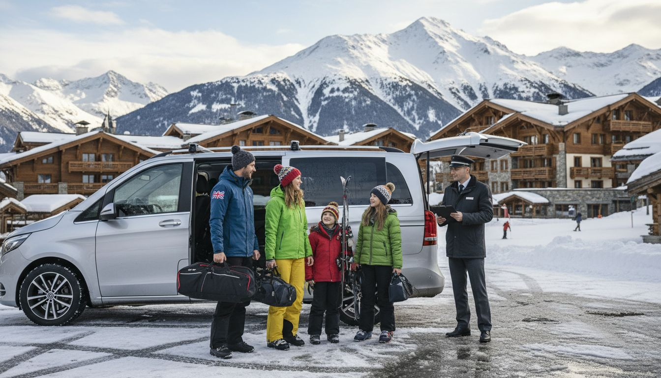 UK family unloads at ski resort with driver