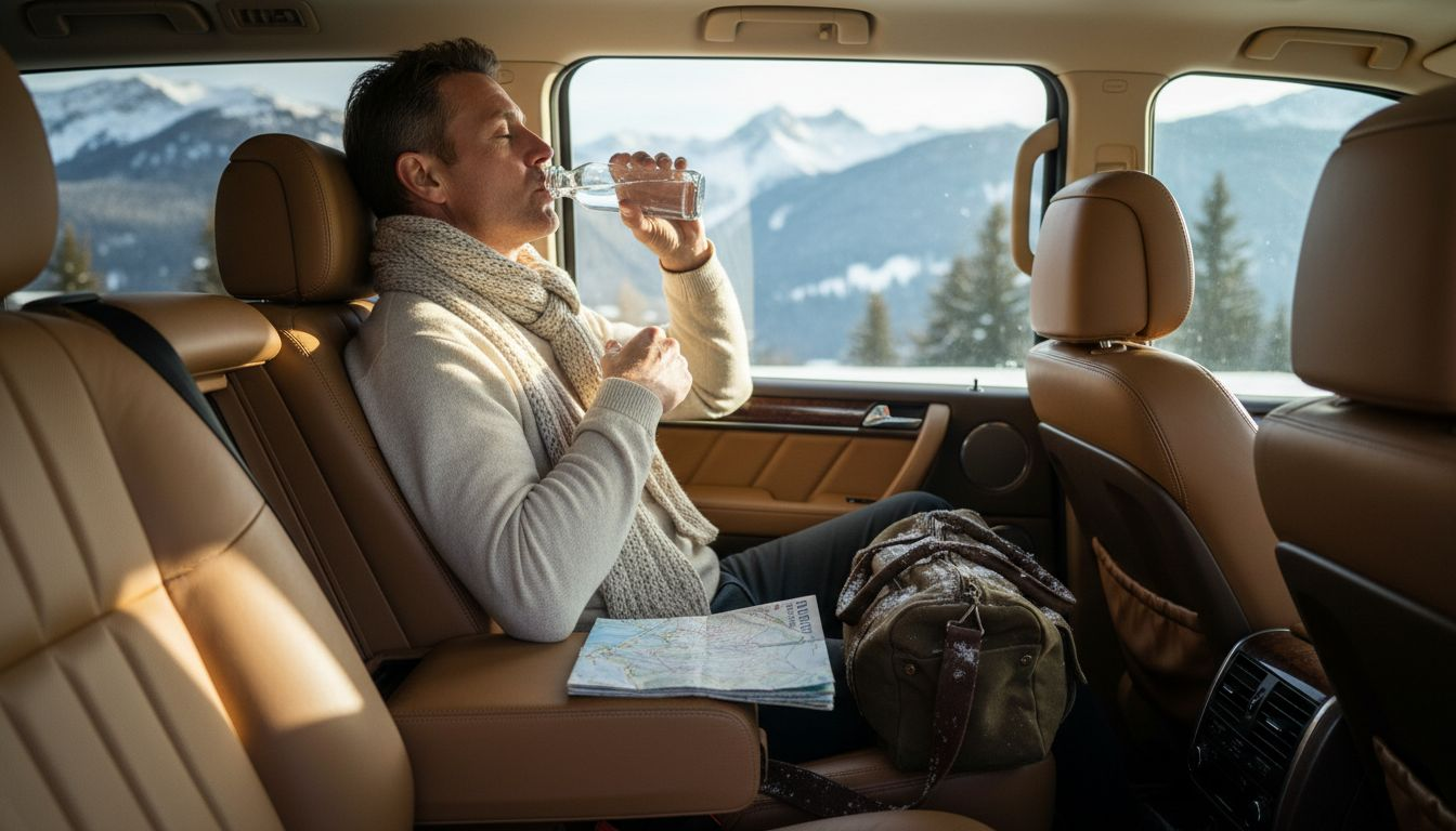 Skier enjoys comfort in premium SUV transfer