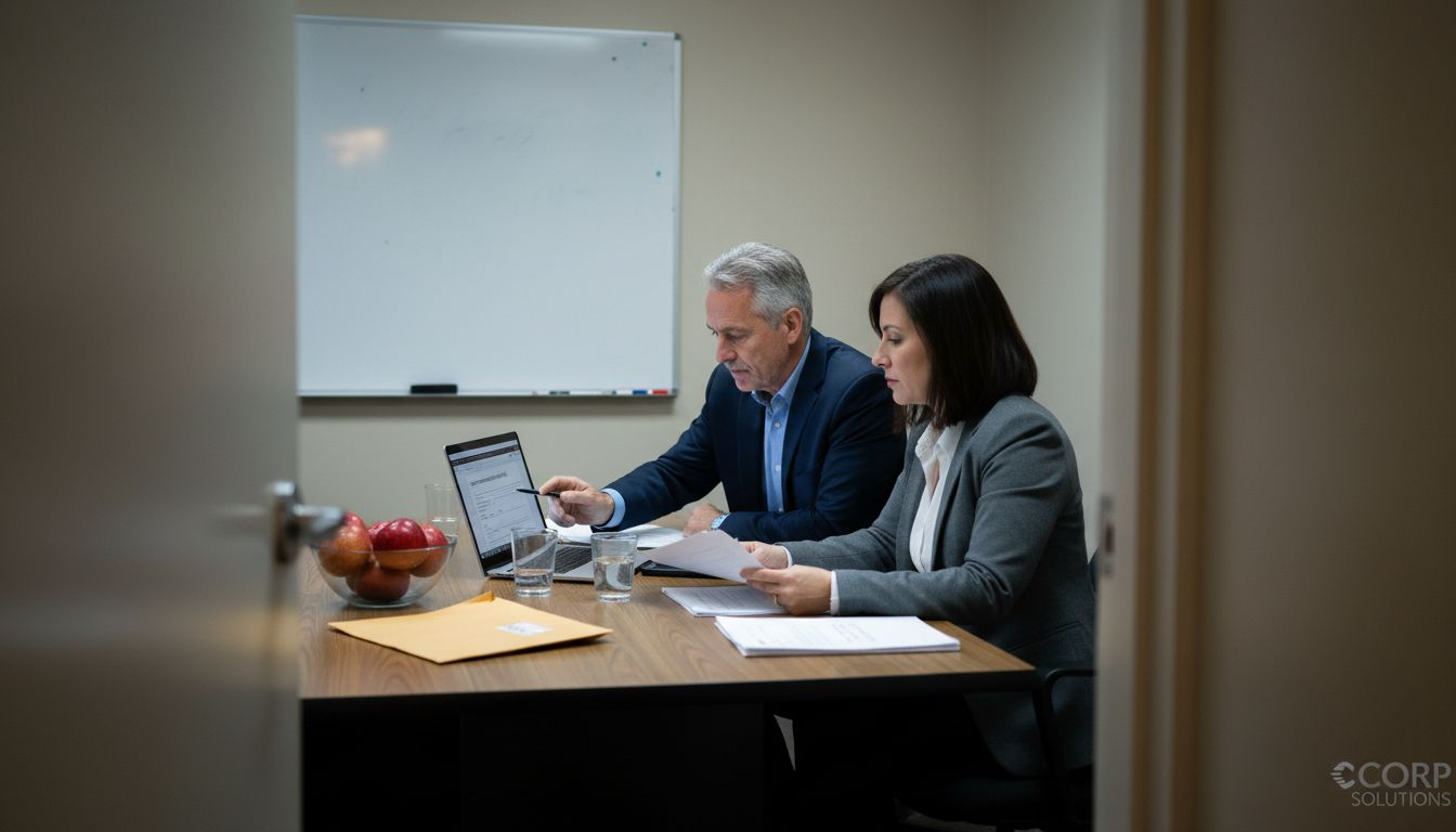 Consultants reviewing corporate appointment paperwork