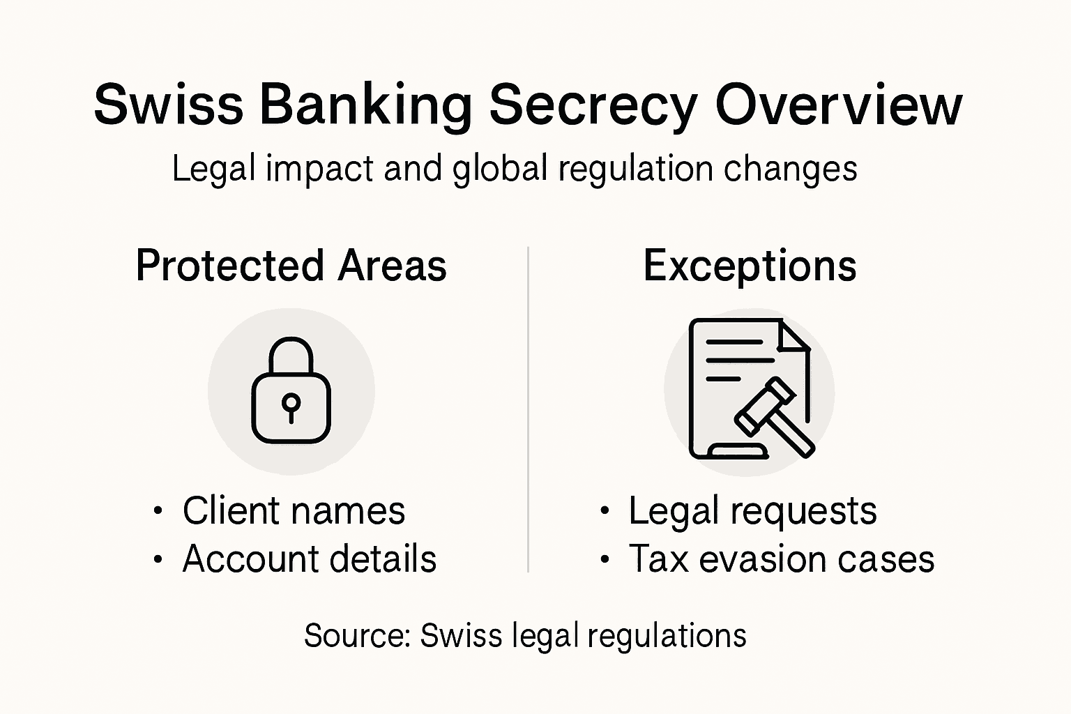 Infographic of secrecy vs exceptions in Swiss banks