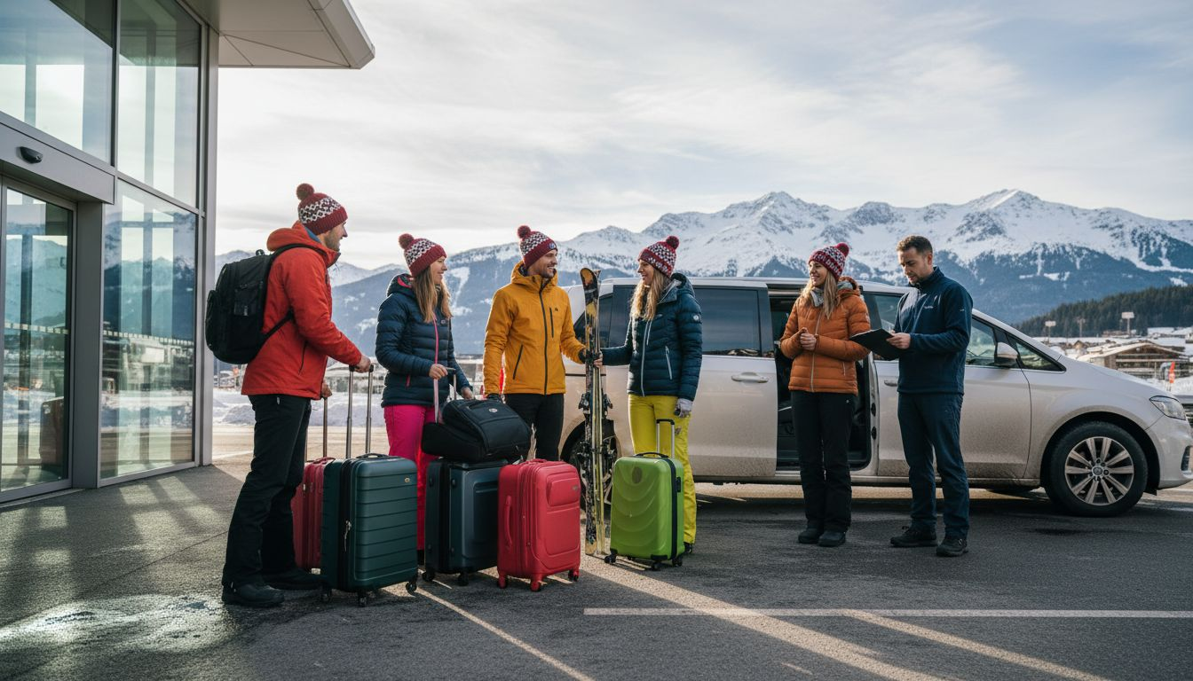 Group loading ski gear at Geneva airport
