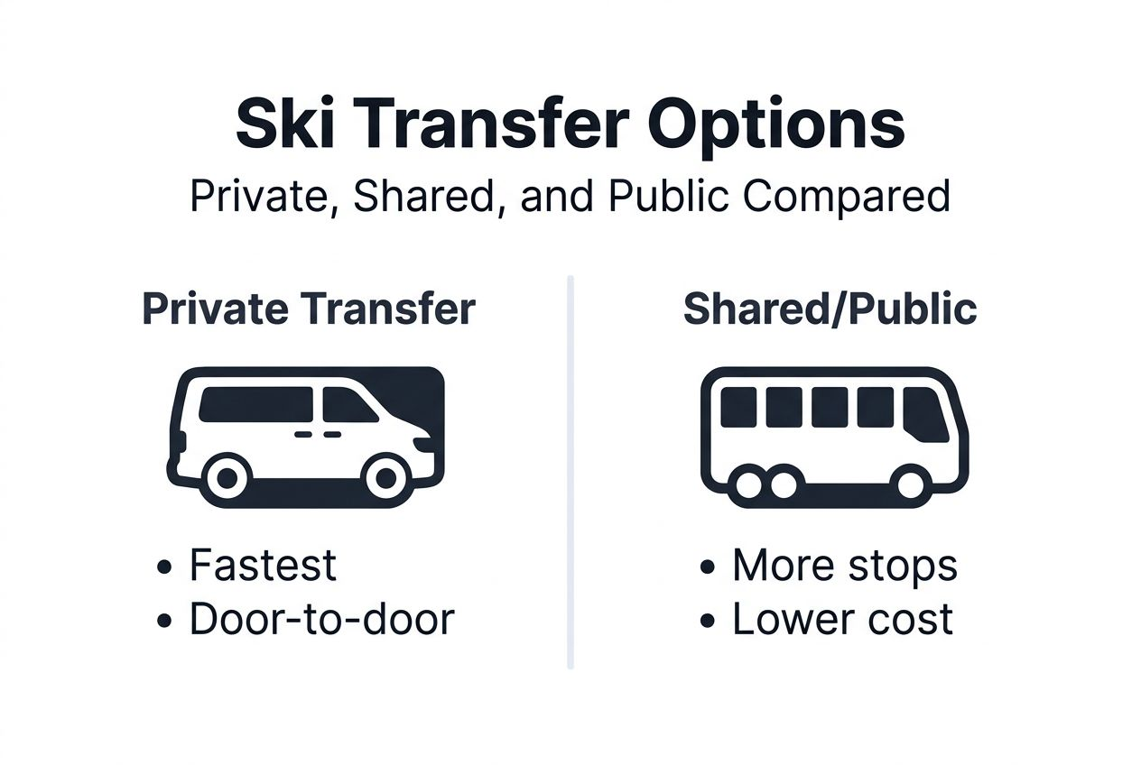 Infographic comparing ski transfer options