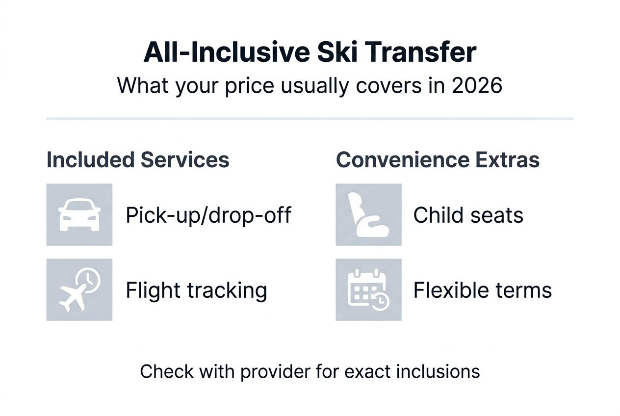 Infographic detailing ski transfer inclusions