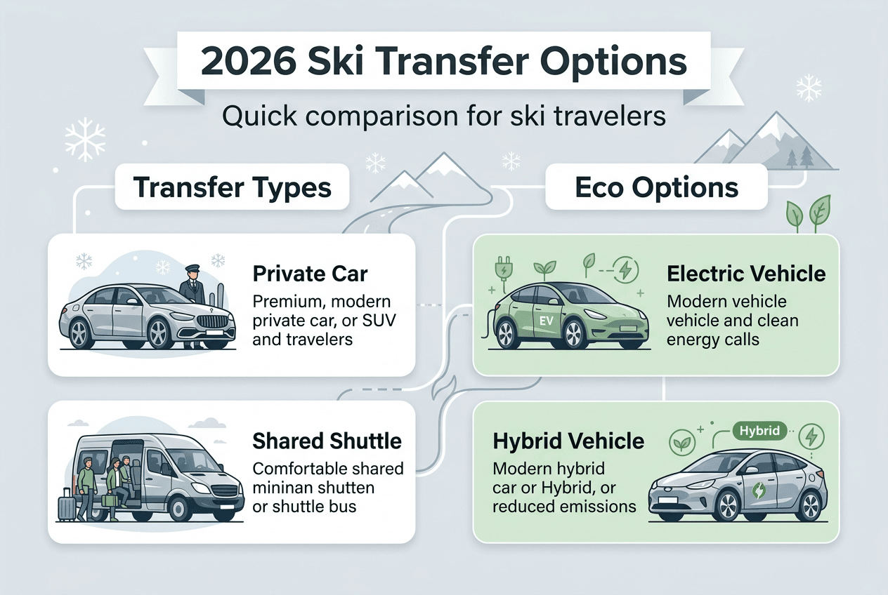 Infographic comparing ski transfer and eco options