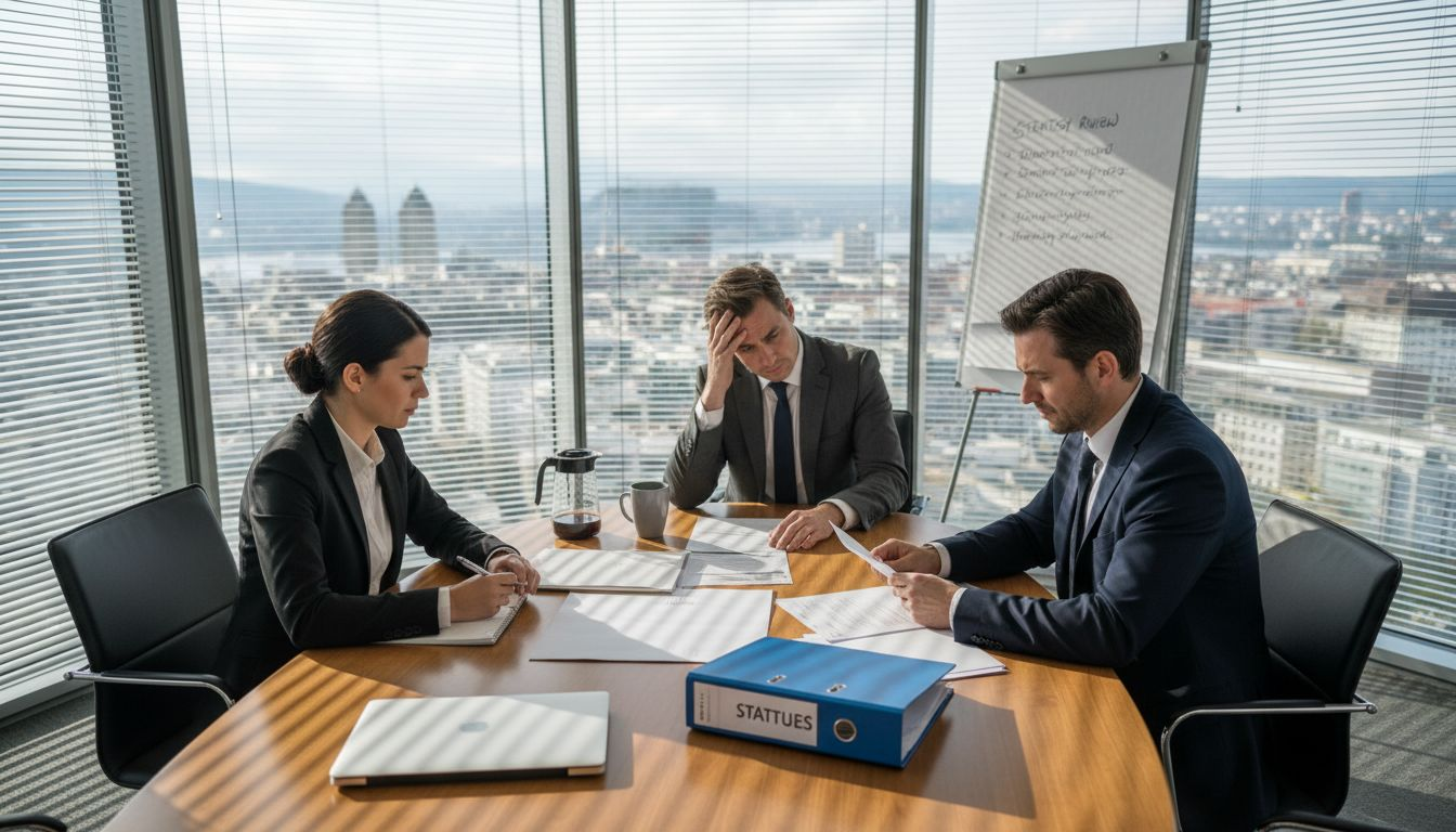 Boardroom meeting reviewing Swiss AG documents