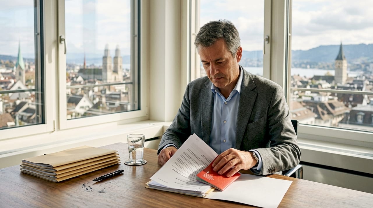Swiss founder reviewing company formation documents