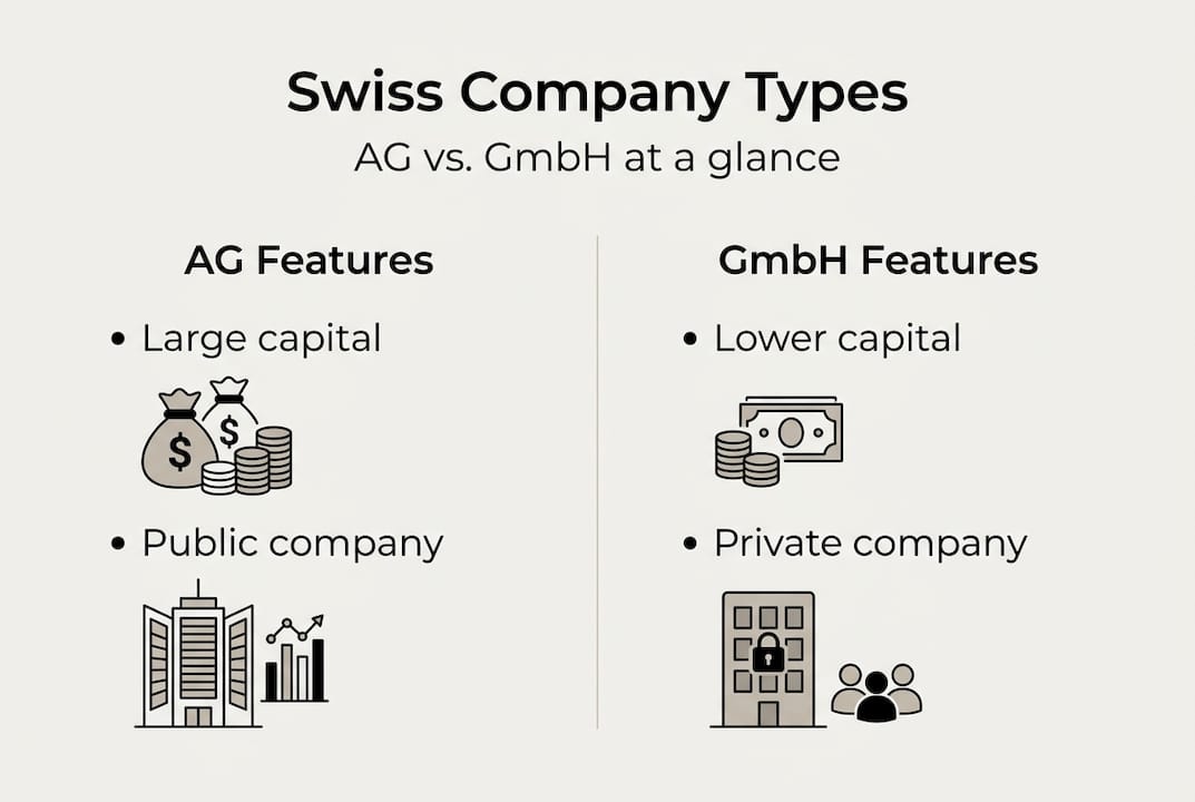 Infographic comparing AG and GmbH features