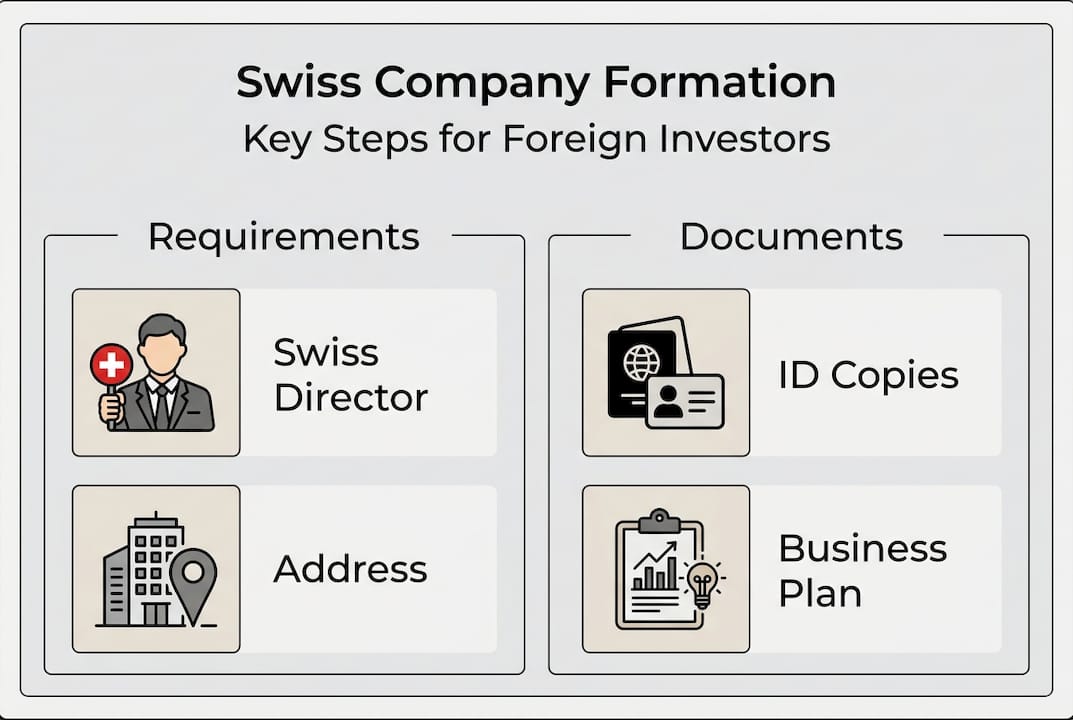 Infographic outlining Swiss company formation steps