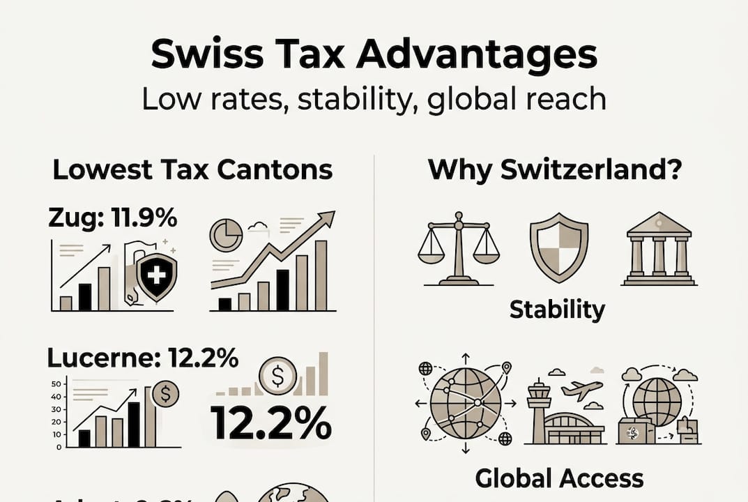 Infographic compares Swiss tax rates and benefits