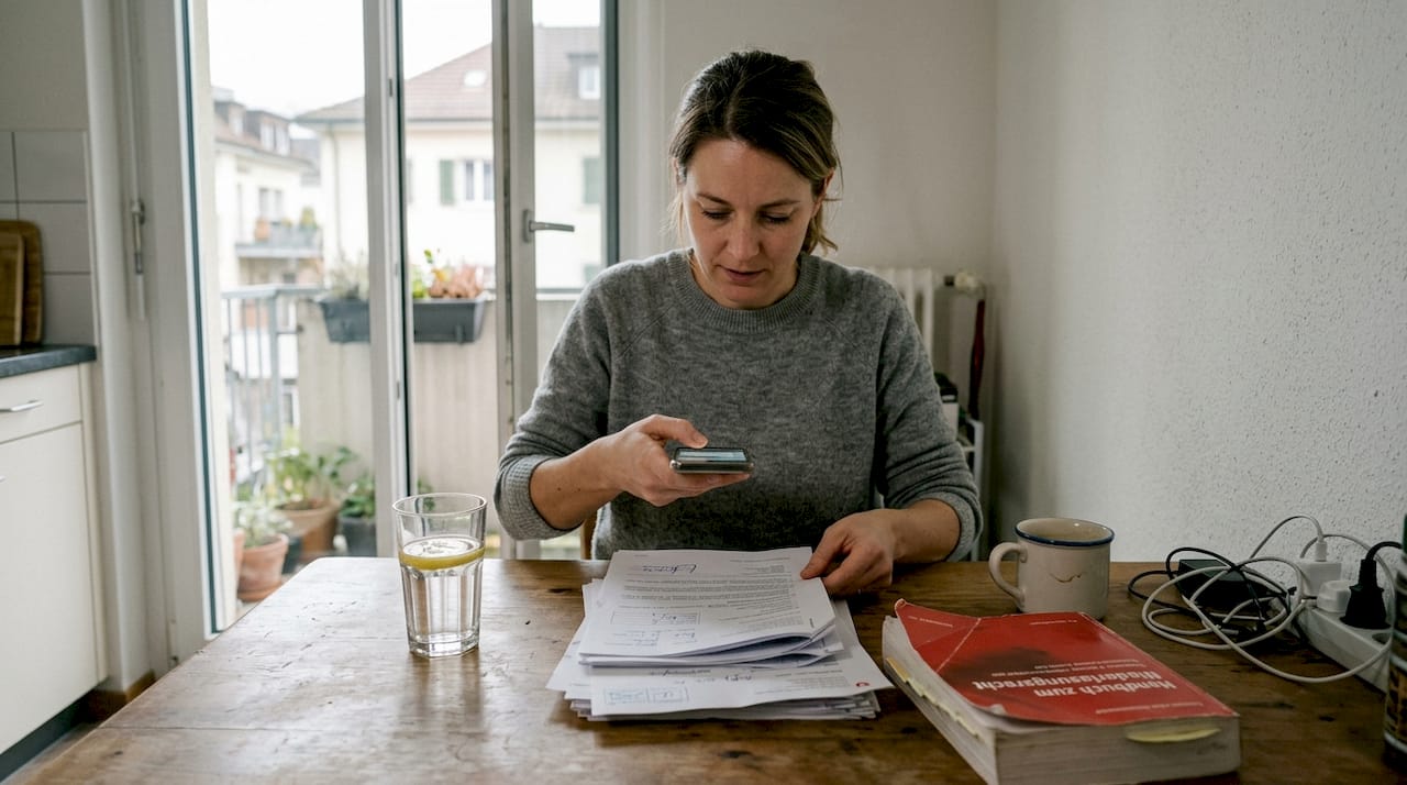 Founder preparing Swiss business and residency papers