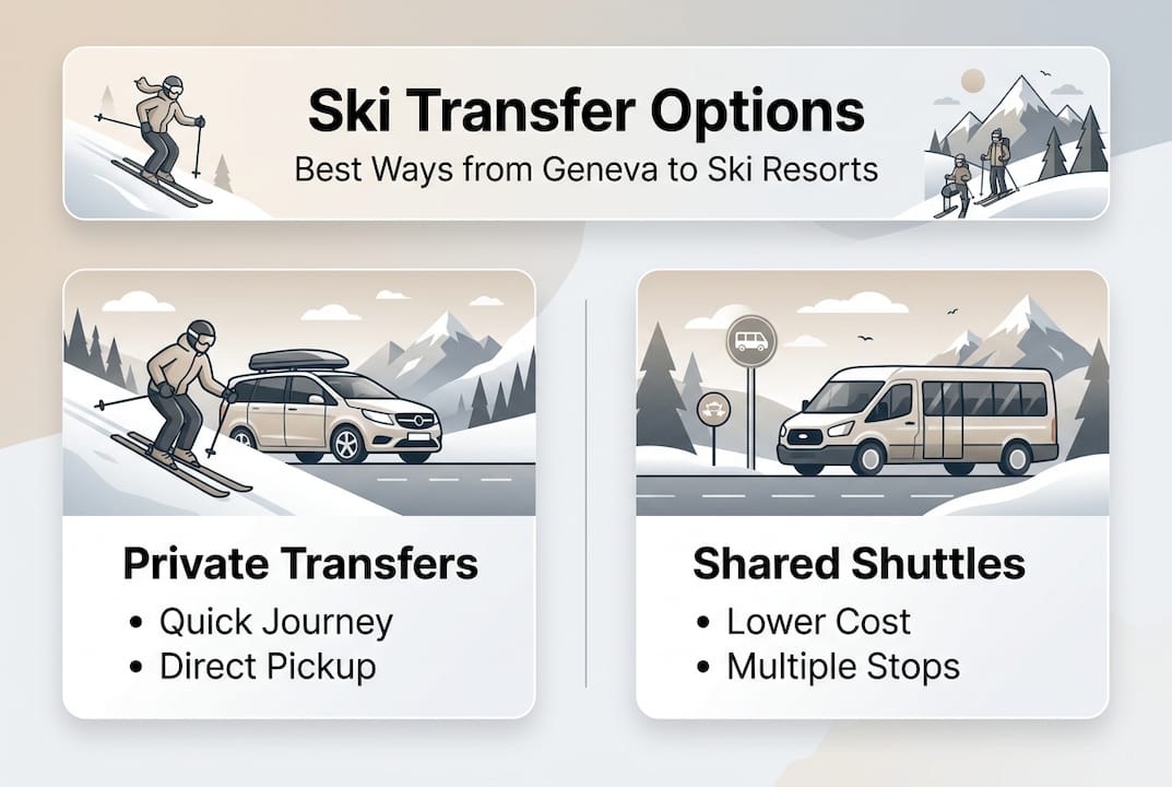 Infographic comparing ski transfer options