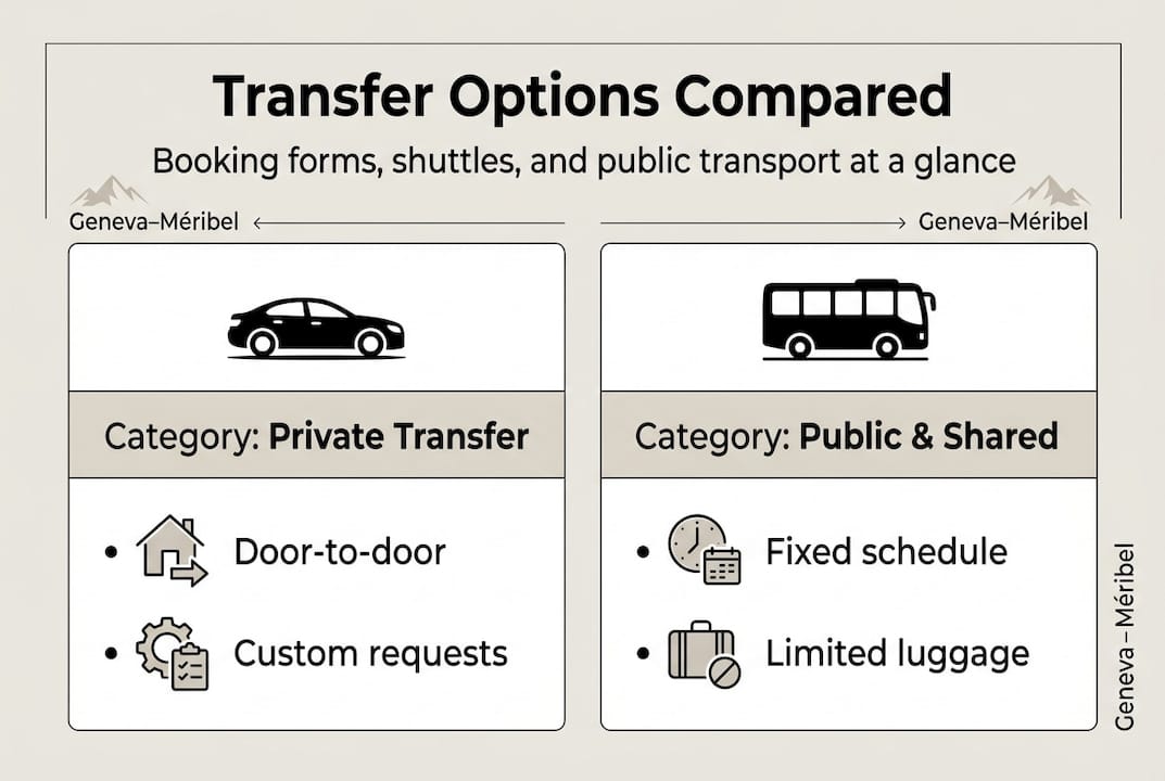 Infographic comparing transfer booking options