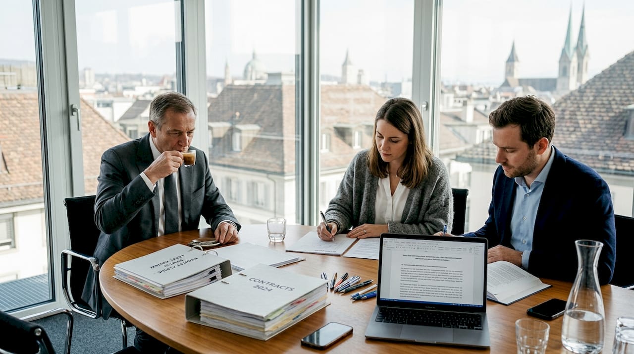 Swiss board members meeting in city office