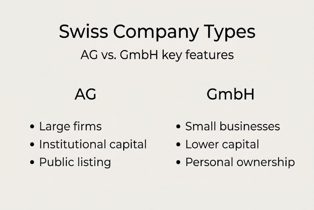 Infographic comparing AG and GmbH features