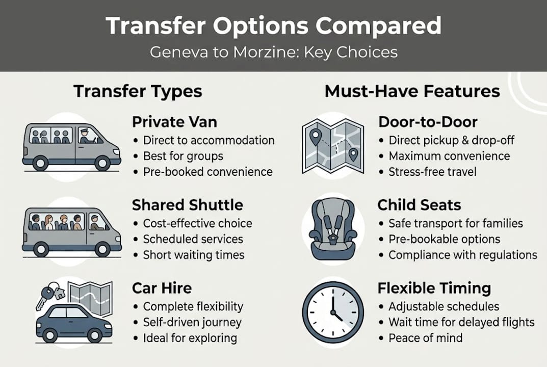 Infographic showing transfer options and features