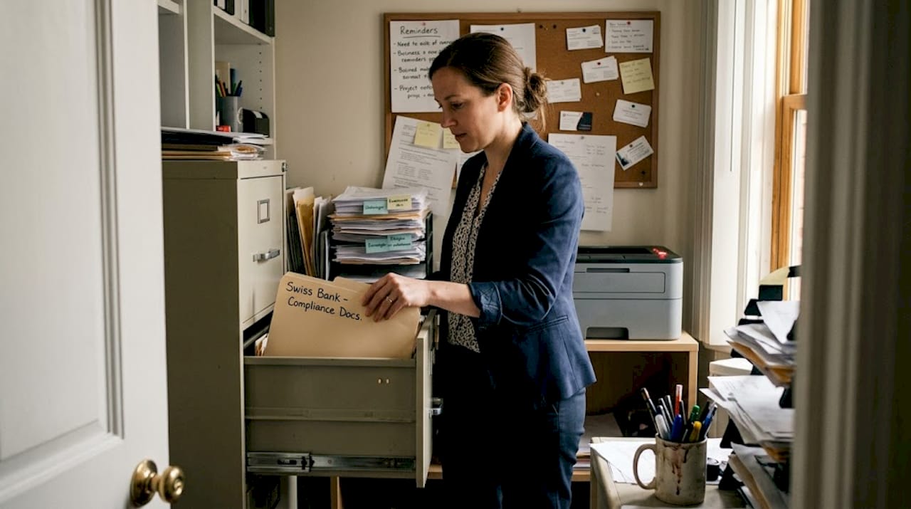 Administrator sorting compliance documents