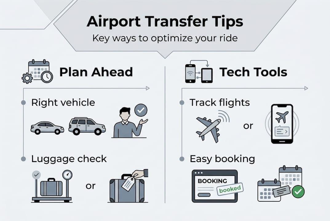 Infographic with airport transfer optimization tips