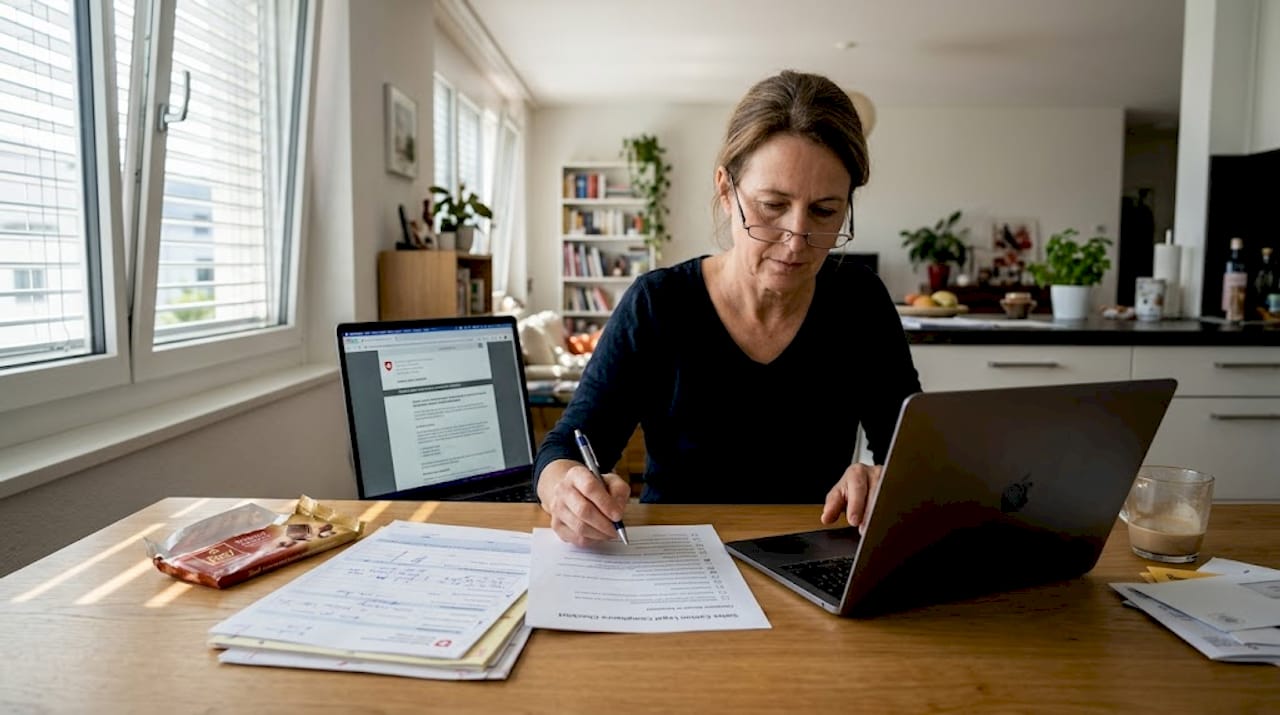 Director cross-checking compliance checklist at table