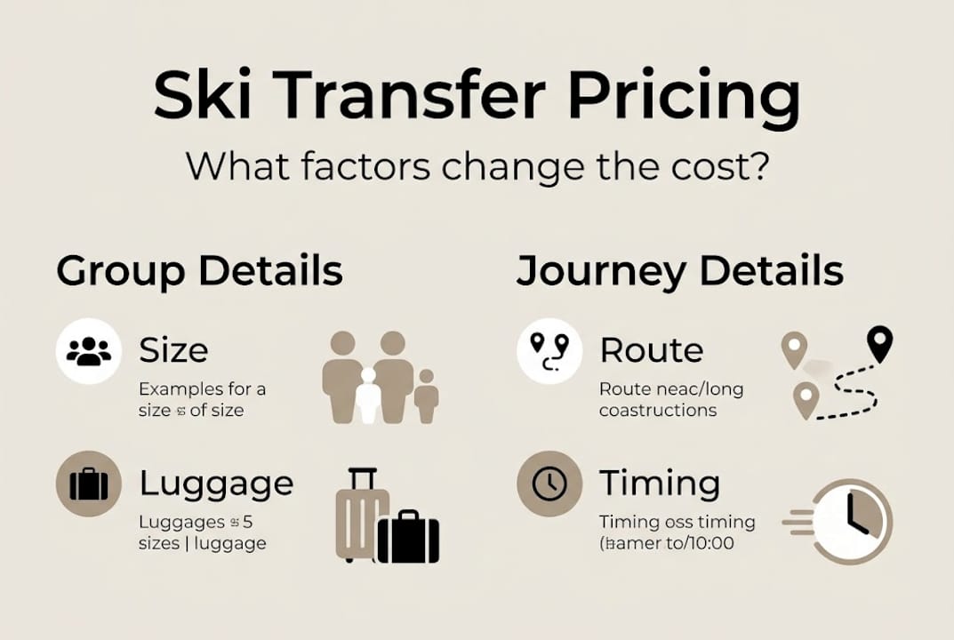 Infographic showing ski transfer pricing factors