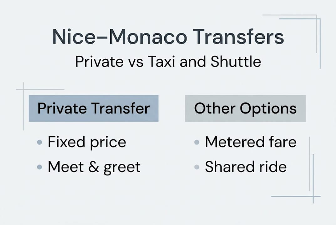 Infographic comparing Nice to Monaco transfers
