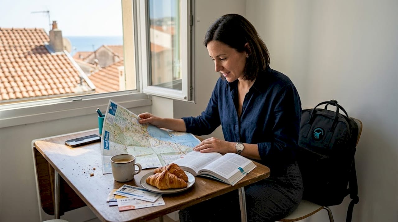 Woman planning French Riviera village trips