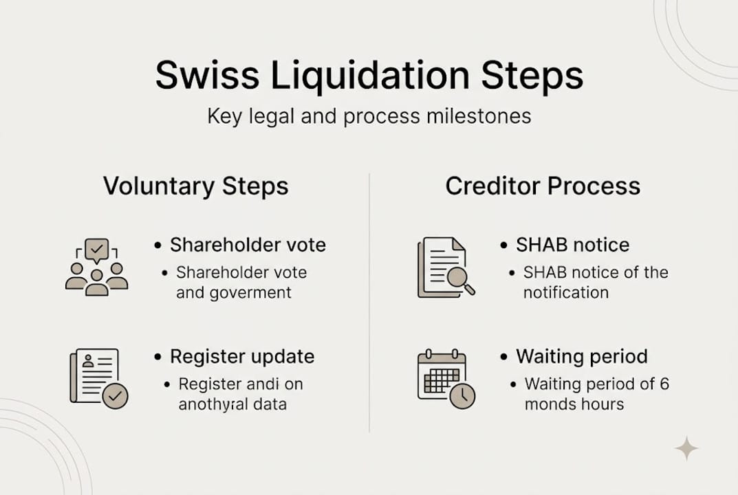 Infographic overview of Swiss company liquidation steps
