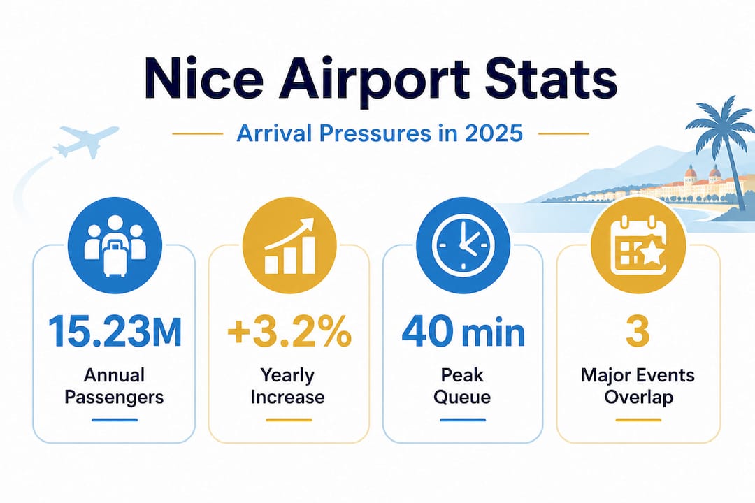 Infographic highlighting key Nice Airport statistics
