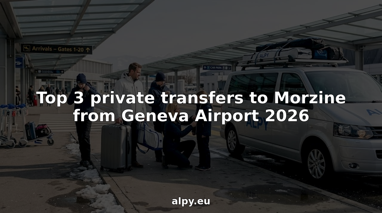 Family at Geneva Airport with ski gear boarding private transfer van