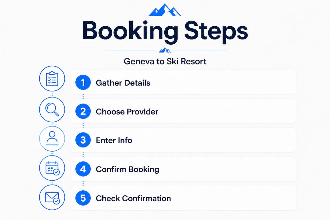 Infographic showing ski transfer booking steps