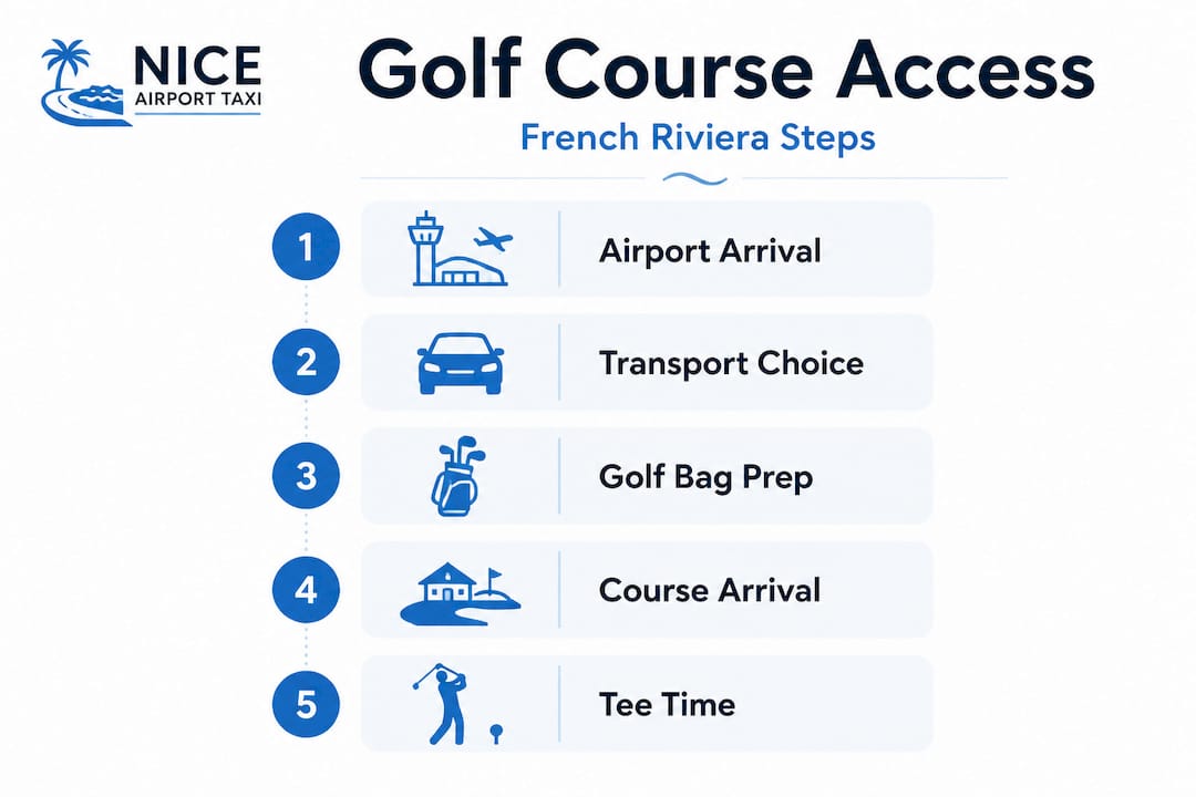 Infographic showing golf course access steps