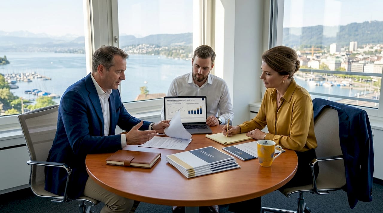 Family office professionals meeting in Swiss office
