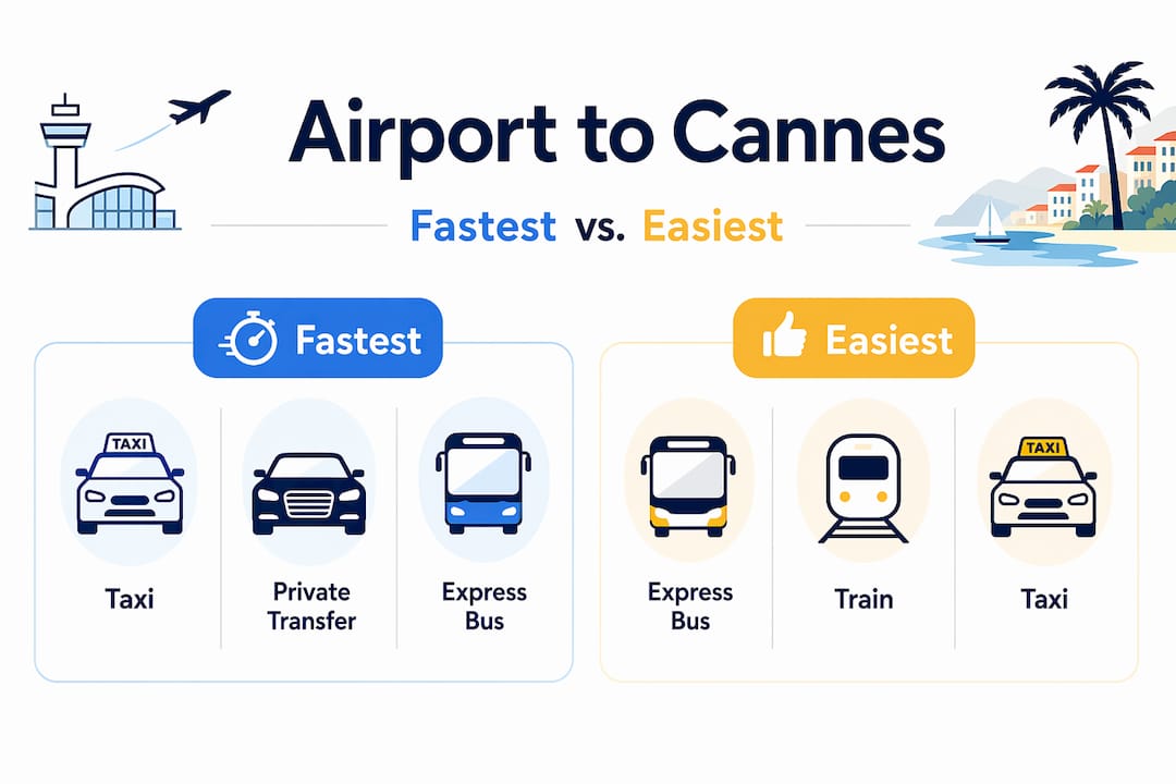 Infographic comparing travel options to Cannes