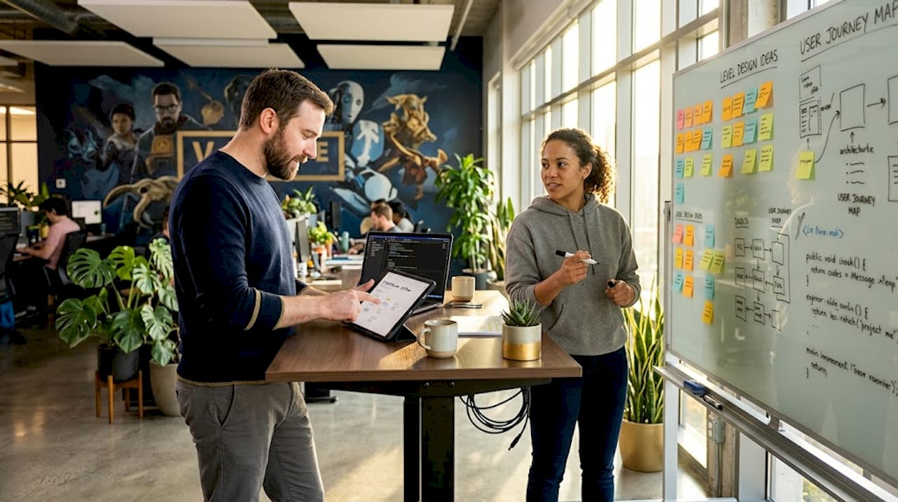 Valve team brainstorms in open workspace