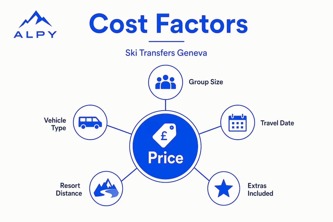 Infographic visualizing Geneva ski transfer cost factors