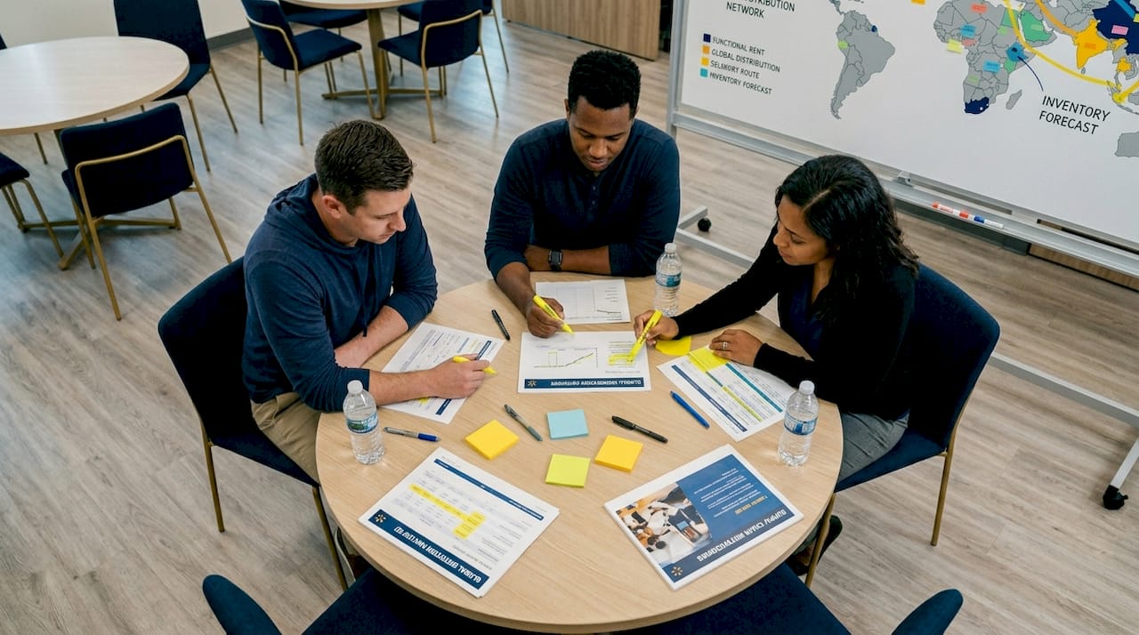 Walmart logistics team meeting in office