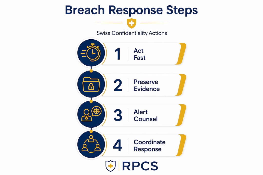 Infographic outlining Swiss breach response steps