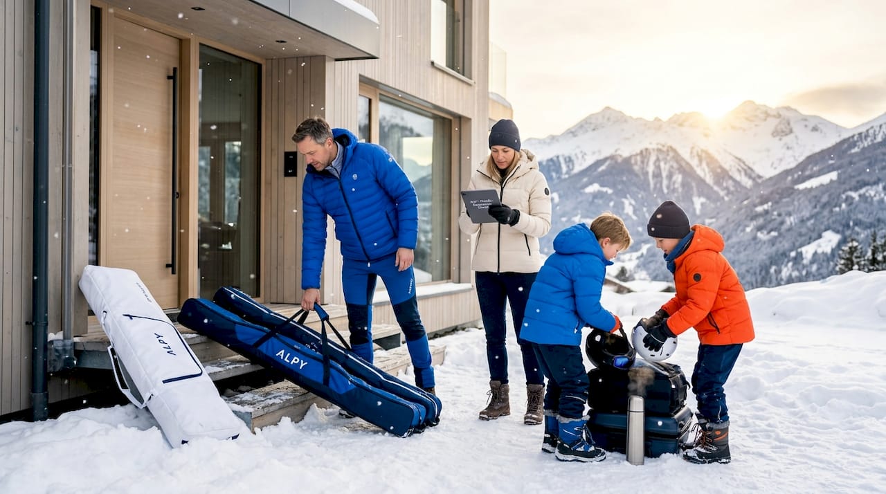 Family packing minivan for ski trip