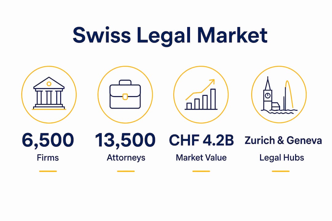 Infographic showing Swiss legal market statistics