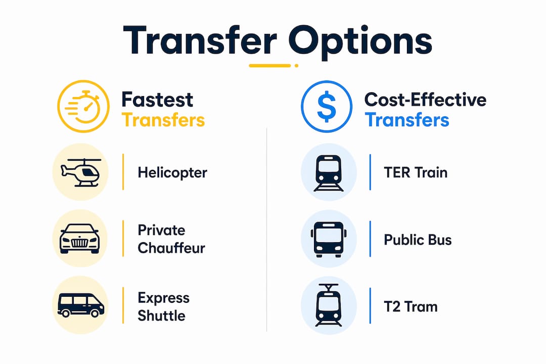Comparative infographic of Monaco transfer options from Nice Airport
