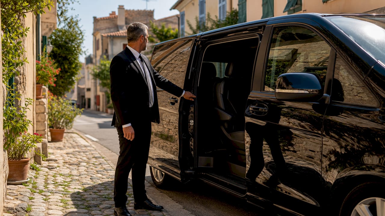 Driver opening vehicle door for private transfer